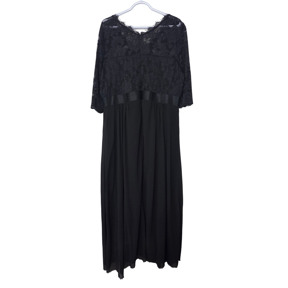 Miusol Black Floral Lace Maxi Dress 2XL / 3XL Formal Evening Gown 3/4 Sleeve